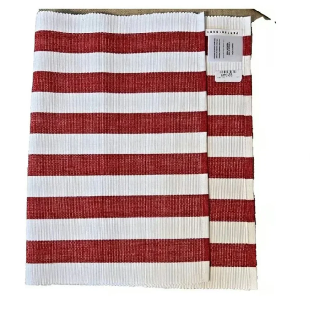NEW S4 Pottery Barn Tabletop RED Raney Bold Striped Cotton Placemats Wide Stripe